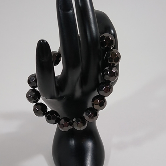 Bracelet Black Metallic Stretch Handmade - Picture 2 of 4
